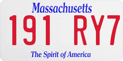 MA license plate 191RY7