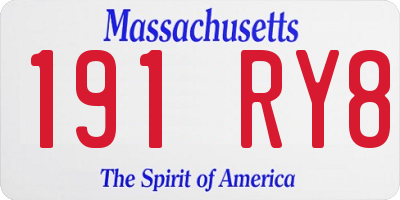 MA license plate 191RY8