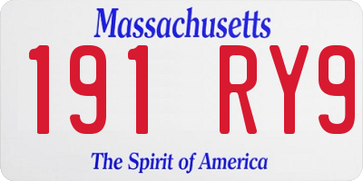 MA license plate 191RY9
