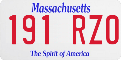 MA license plate 191RZ0