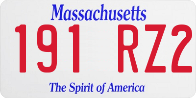 MA license plate 191RZ2