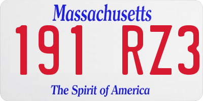 MA license plate 191RZ3