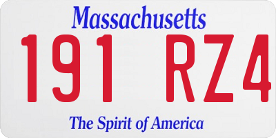 MA license plate 191RZ4
