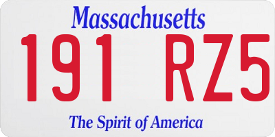 MA license plate 191RZ5