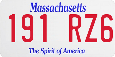 MA license plate 191RZ6