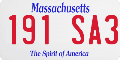 MA license plate 191SA3