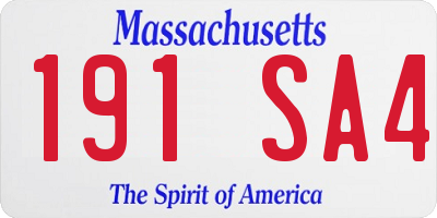MA license plate 191SA4