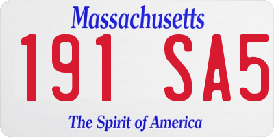 MA license plate 191SA5