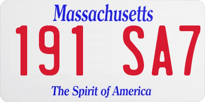 MA license plate 191SA7