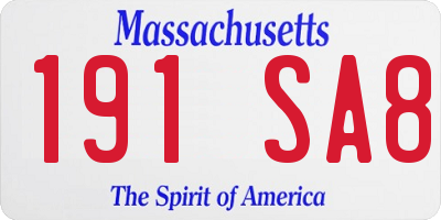 MA license plate 191SA8