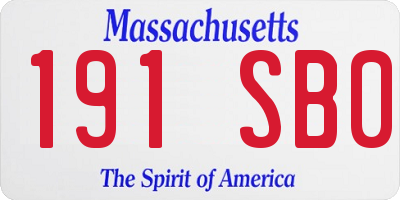 MA license plate 191SB0