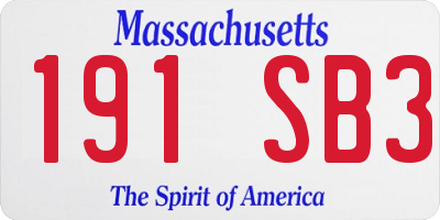 MA license plate 191SB3