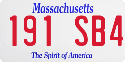 MA license plate 191SB4
