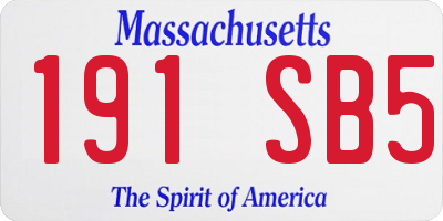 MA license plate 191SB5
