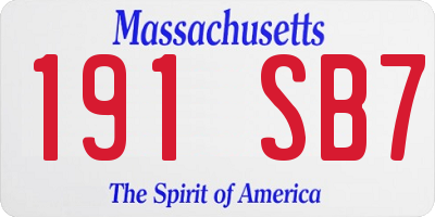 MA license plate 191SB7