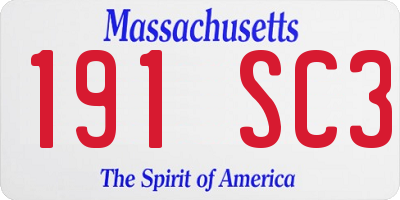 MA license plate 191SC3