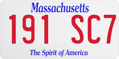 MA license plate 191SC7