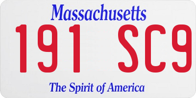 MA license plate 191SC9