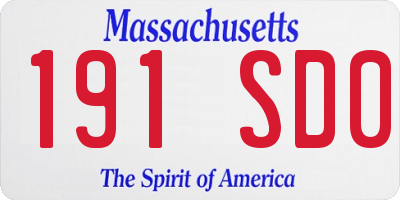 MA license plate 191SD0
