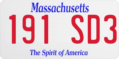 MA license plate 191SD3