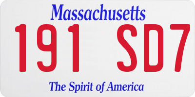 MA license plate 191SD7