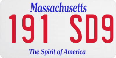 MA license plate 191SD9