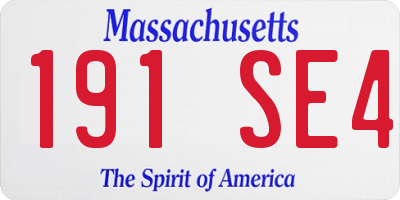 MA license plate 191SE4