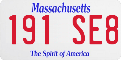 MA license plate 191SE8
