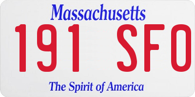MA license plate 191SF0