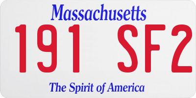 MA license plate 191SF2