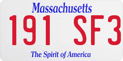 MA license plate 191SF3