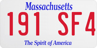 MA license plate 191SF4