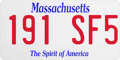 MA license plate 191SF5