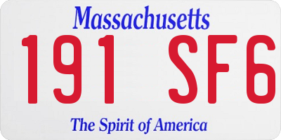 MA license plate 191SF6