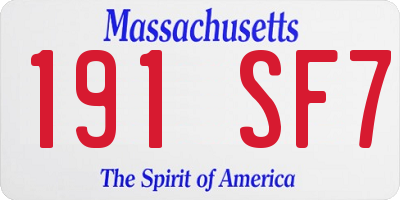 MA license plate 191SF7
