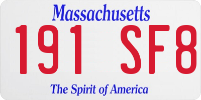 MA license plate 191SF8