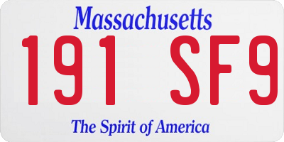 MA license plate 191SF9