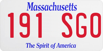 MA license plate 191SG0