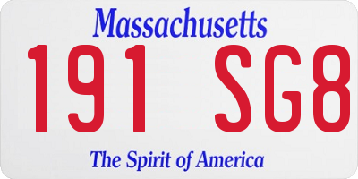MA license plate 191SG8