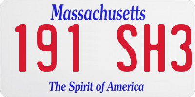 MA license plate 191SH3