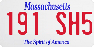MA license plate 191SH5