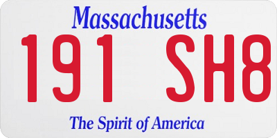 MA license plate 191SH8