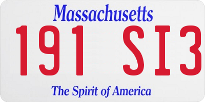 MA license plate 191SI3