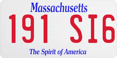 MA license plate 191SI6