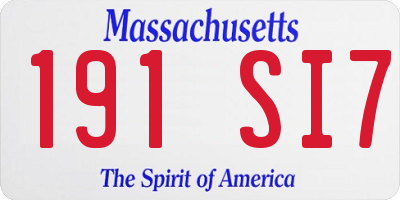 MA license plate 191SI7