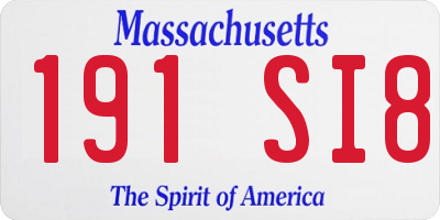MA license plate 191SI8