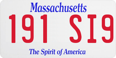MA license plate 191SI9