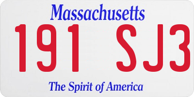 MA license plate 191SJ3