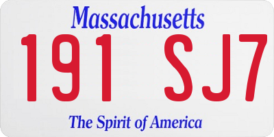 MA license plate 191SJ7