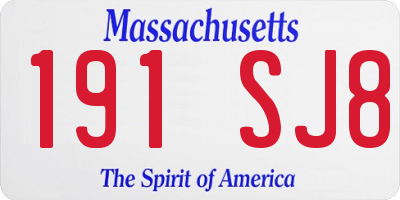 MA license plate 191SJ8